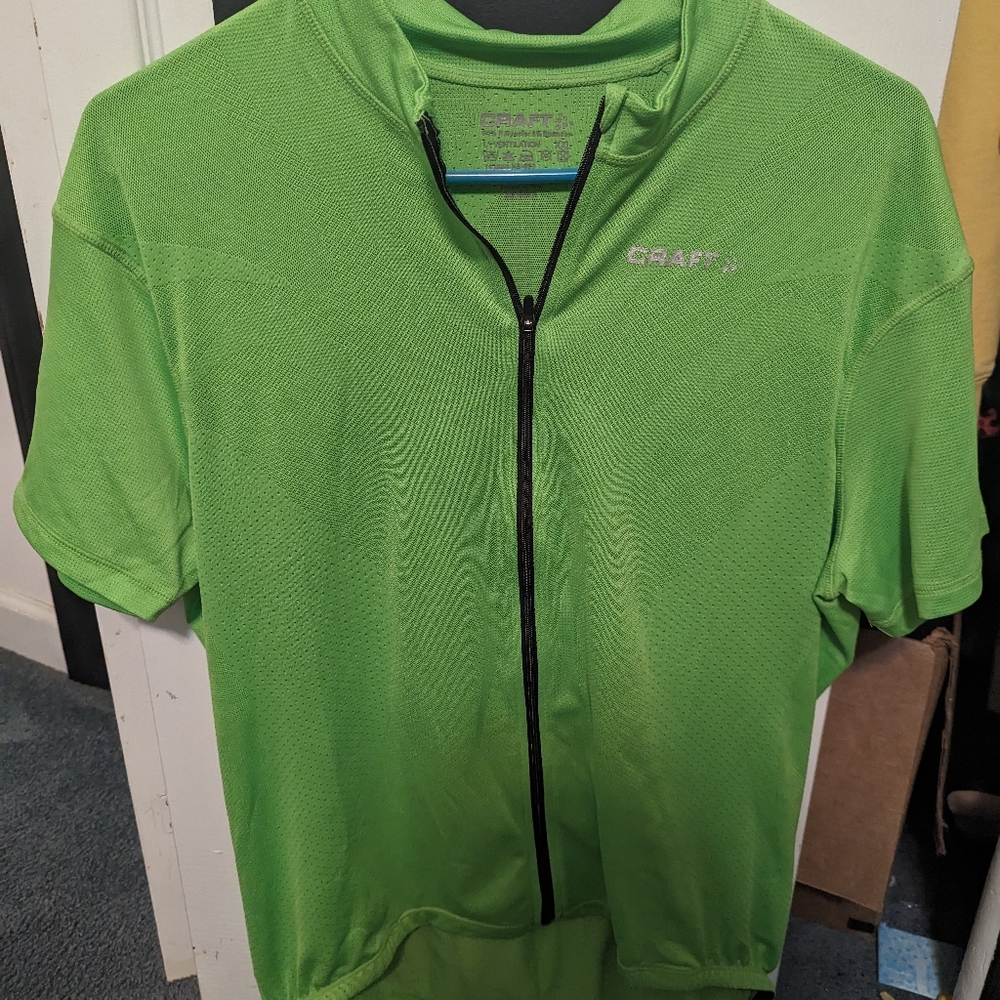 Mens XXL Light Green CRAFT Short Sleeve Biking Top